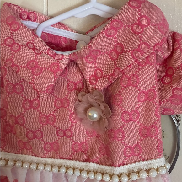 Gucci repurposed fabric, brown Dog Dress with Pearl Detail
ONLY BROWN XS LEFT - Picture 2 of 4
